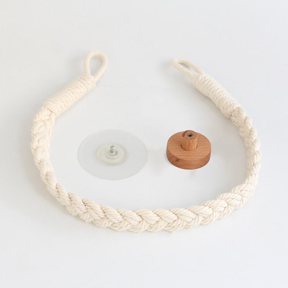 Accessories Combination Solid Wood Tissue Holder Hole-Free Hemp Rope Wall Hanging