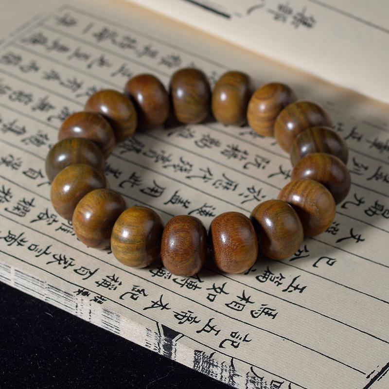 Bracelet Abaque Bois de Santal Rouge, Vert et Violet avec Perles de Jujube et Espaceurs Articulés en Bambou - Design Unisexe
