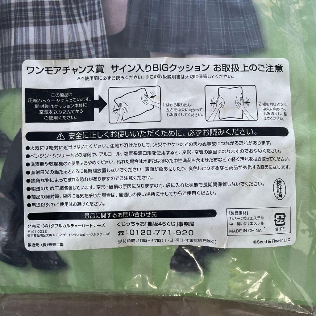 [USED] Keyakizaka46 Signed BIG Cushion One More Chance Award Sakurazaka46