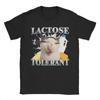 Awesome Lactose Intolerant Funny Cat Meme TShirt for Unisex O Neck T Shirts Short Sleeve Tee Shirt Plus Size Clothing