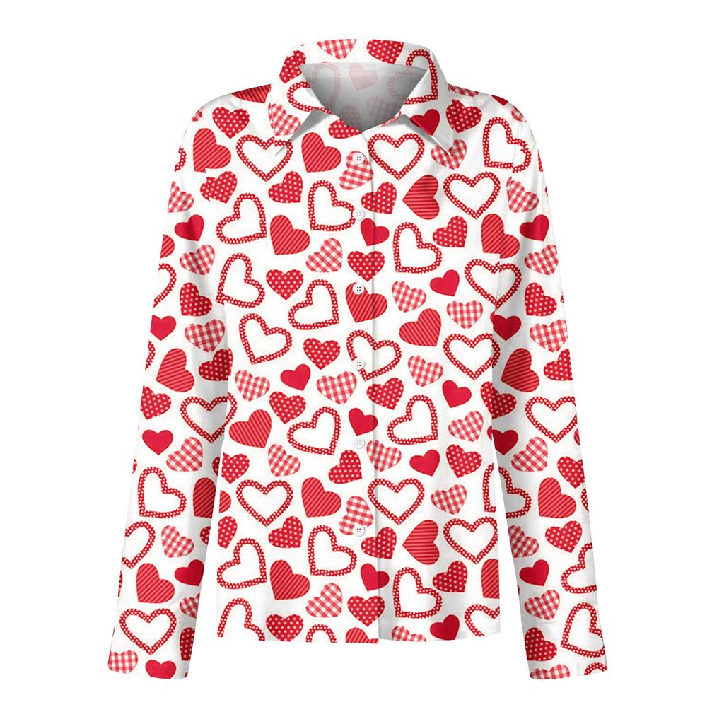 Women's Shirt Blouse Print Button Long Sleeve Casual Basic Shirt Collar Regular Top
