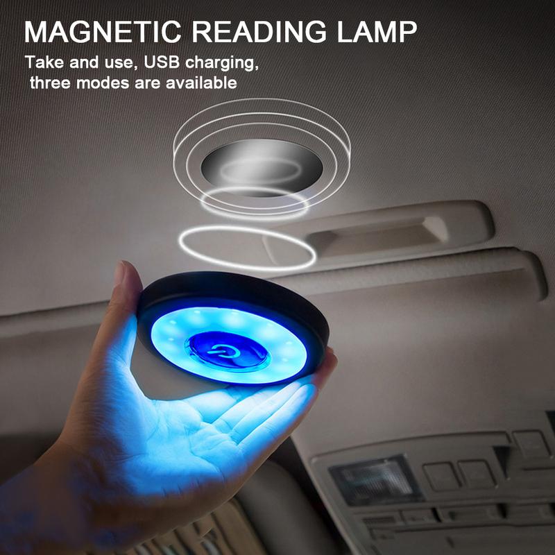 Universal Car LED Reading Lamp Round Ceiling light USB Charging Waterproof Magnet Interior Lighting Atmosphere Light