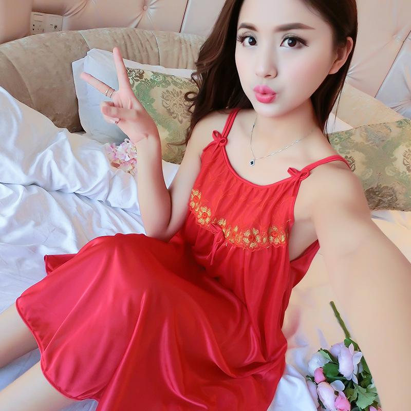 Spring and Summer Suspender Nightdresses, Can Wear Artificial Silk Pajamas, Loose Casual Large Swing Skirts, Large Sizes, Comfortable