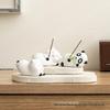 Ceramic Cartoon Panda & Pig Incense Holder: Cute Tea Pet, Jewelry Box, Dish, Chopstick Rest, Home Ornament