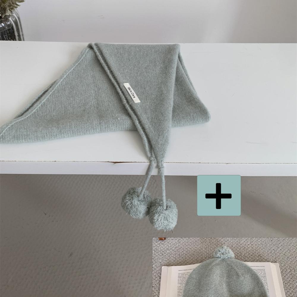 

2Pcs Korean Hat Scarf Two-Piece Set Cute Skin-Friendly Hairball Hat Warm Scarf Shawl