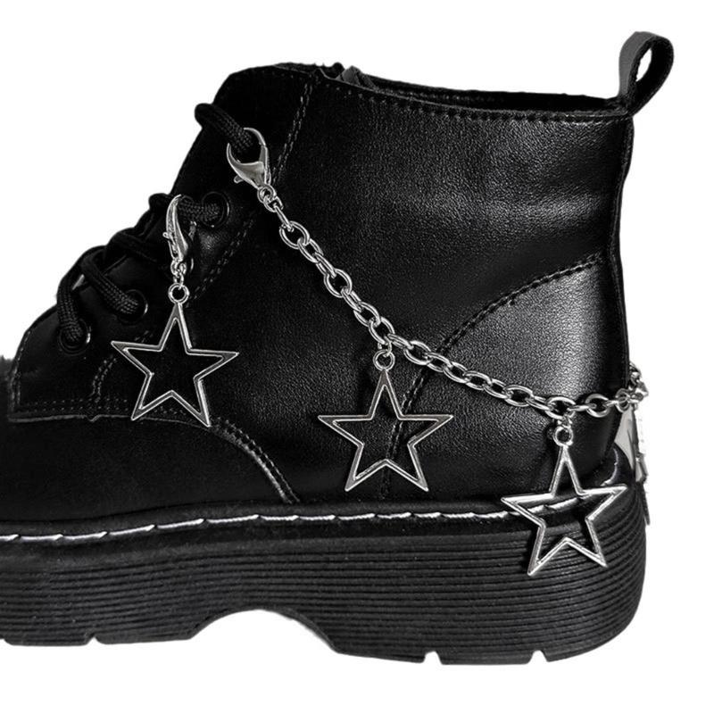 Stylish Shoe Chain Unique Hollow Star Pendant Martins Boots Chains Canvas Shoes Buckles for Casual and Formal Occasions