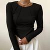 Women S Slim Fit Long Sleeve Round Neck Solid T Shirt
