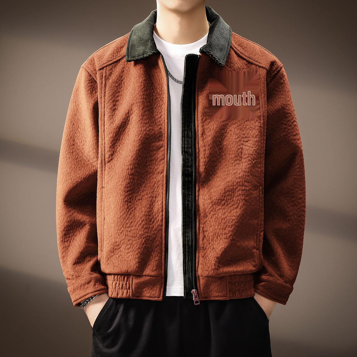 Premium Men s Retro Corduroy Patchwork Jacket - Autumn Trendy, Loose Workwear Style with Lapel M (100-120 jin)