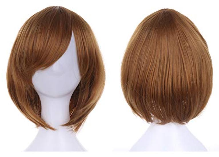 Pumpkin Parade Wig Set Short Bob Medium Full with Stand Yellow Gold 3-piece