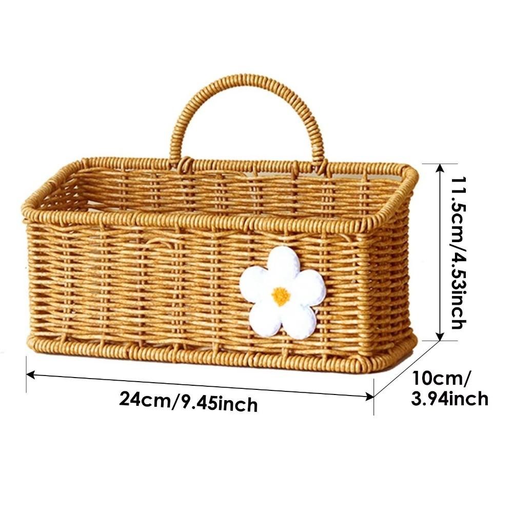 Imitation Rattan Wall Mount Basket Woven Storage Basket For Ginger Garlic Onion Snacks