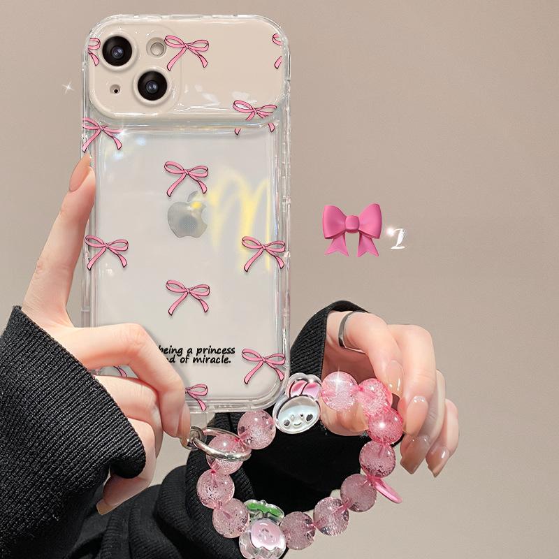 Applicable To Apple 15 Mobile Phone Case IPhone 14/13promax Bow Chain 11/12 Transparent Flip Mirror