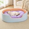 Pet Bed with Removable Pad Soft Semi-Enclosed Nest Calming for Dogs