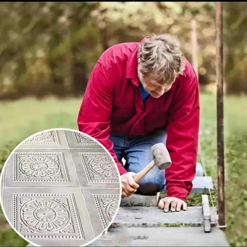 1Pcs Road Concrete Mold DIY Paving Casting Stepping Stone Square Brick Antique Landscape Yard Decor Garden Reusable Making Tools