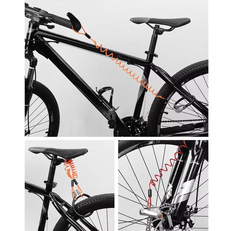 1.2M Bike Spring Cable Lock Anti-Theft Rope Alarm Disc Lock Bicycle Security Reminder Motorcycle Theft Protection 120-150cm