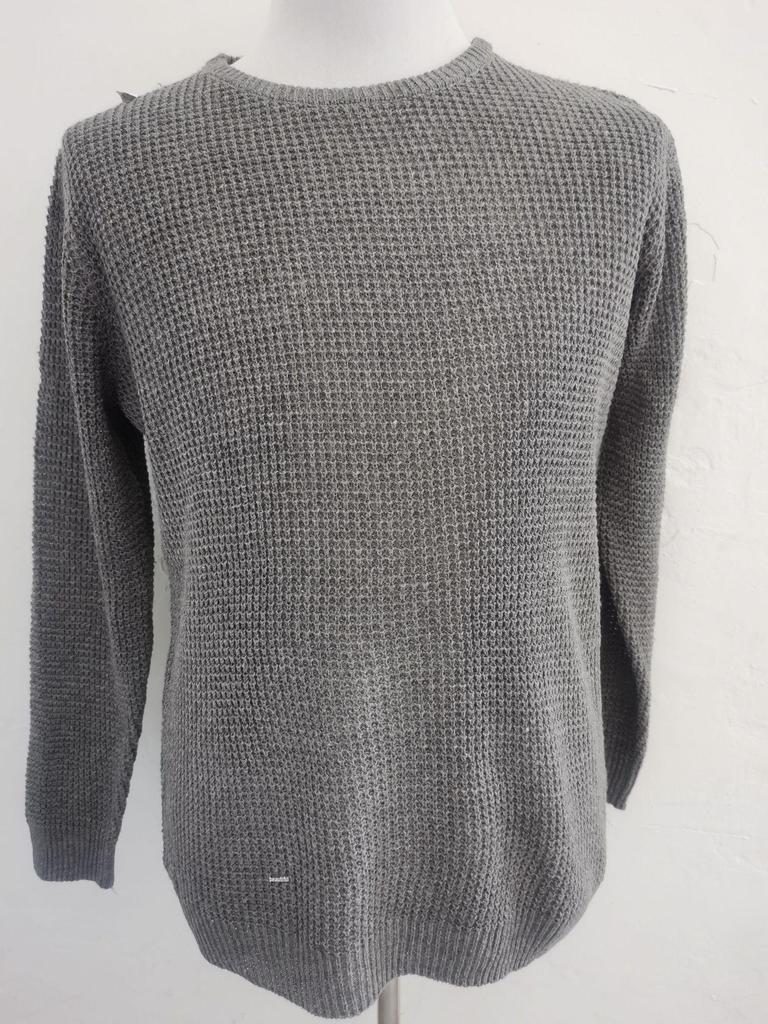 Suéter Masculino Casual Gola Redonda Manga Longa Tricô Solto