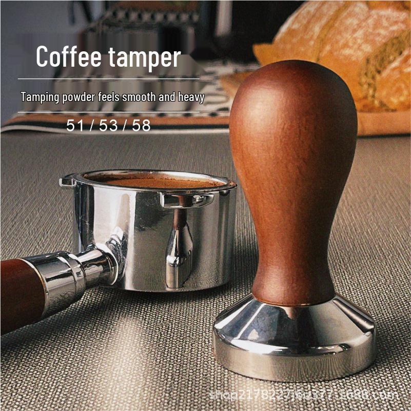 Italian Stainless Steel Coffee Tamper with Flat Base and Ergonomic Handle (51/53/58mm)