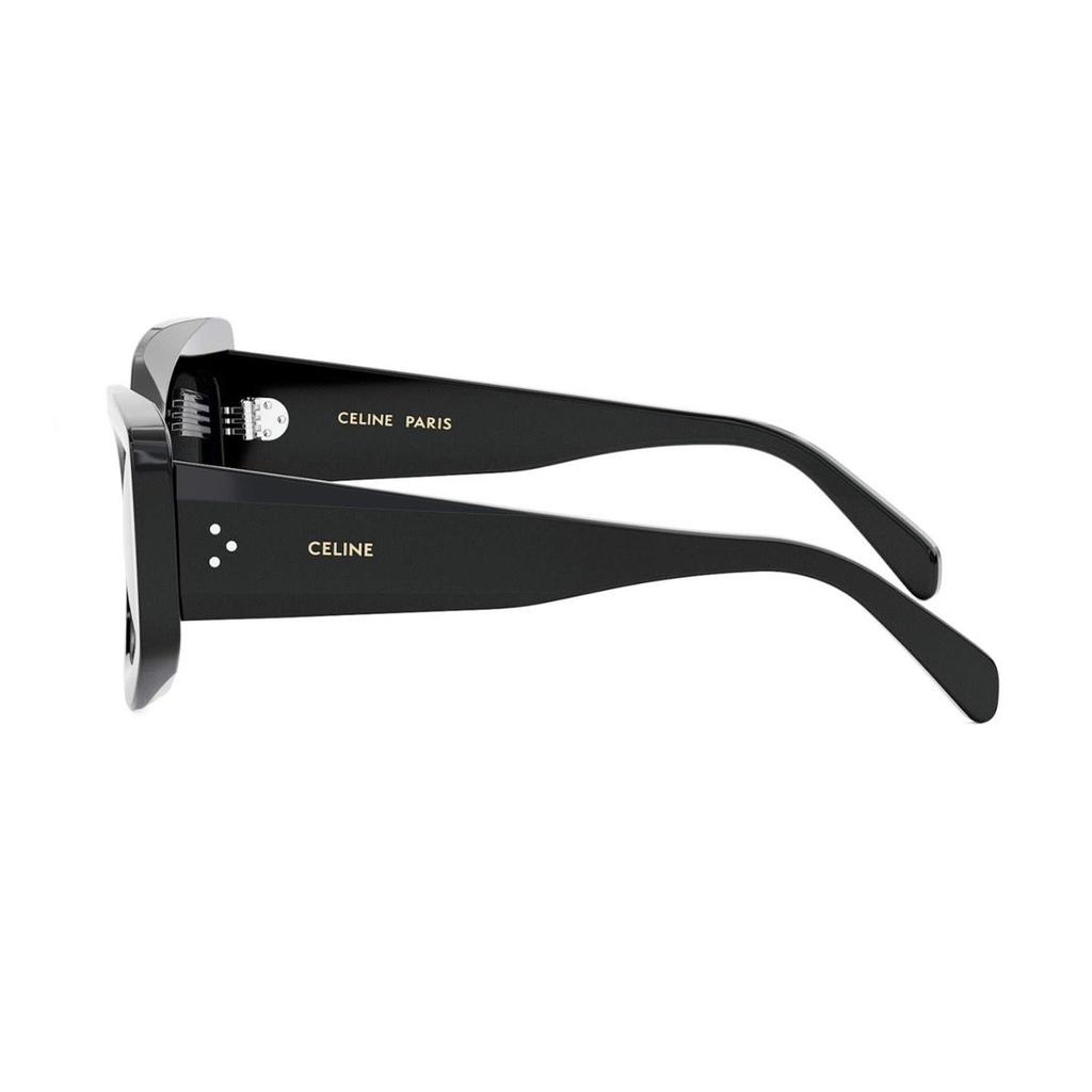 Celine Logo Mirrored Leg Irregular Shape Sunglasses Unisex Sunglasses Black CL40277I01A