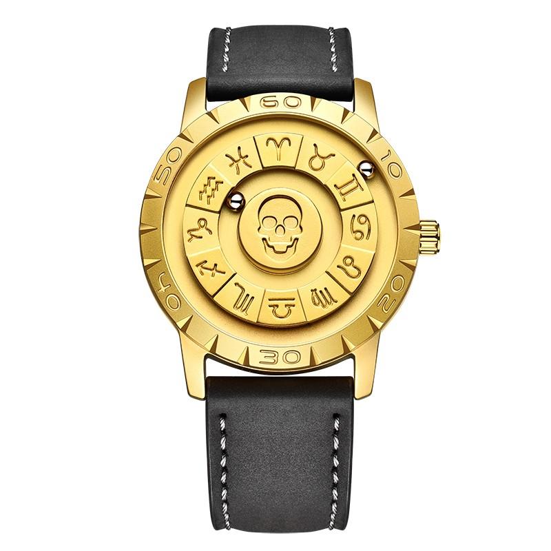 Fashion Leather Watch Men Creative Rolling Pointer Design Watch Men Casual Business Military Men's Quartz WristWatches