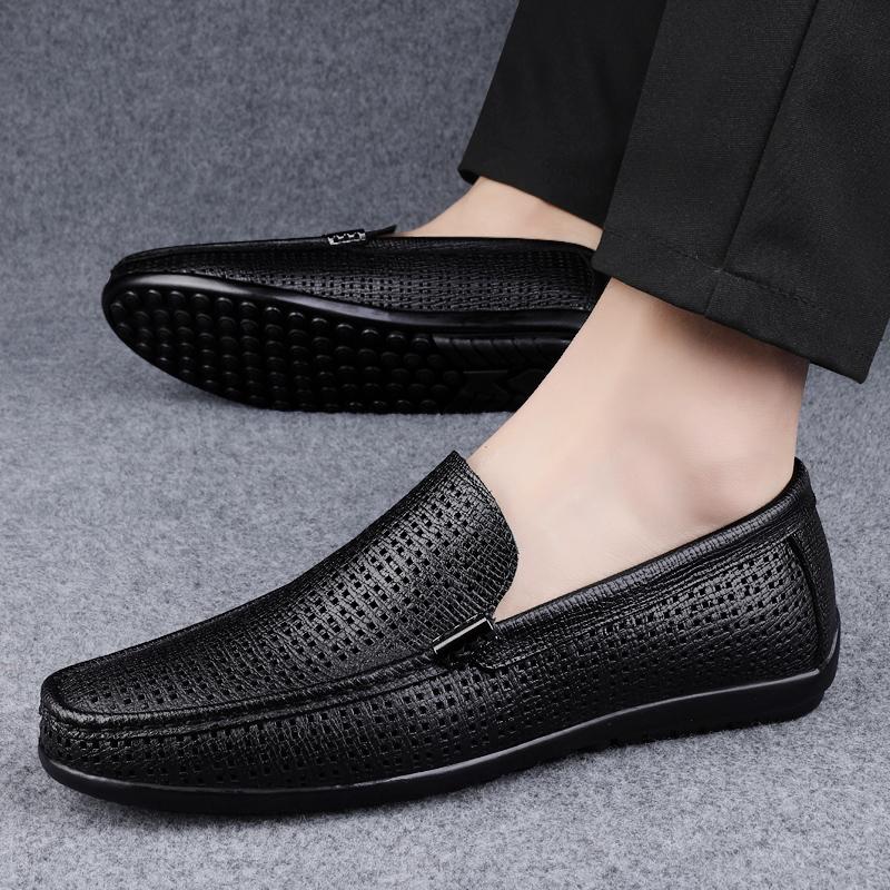 Hollow Out Loafers Shoes For Men Boat Shoes 2025 Summer Business Leather Man Moccasins Mens Driving Casual Shoe Slip On Flats