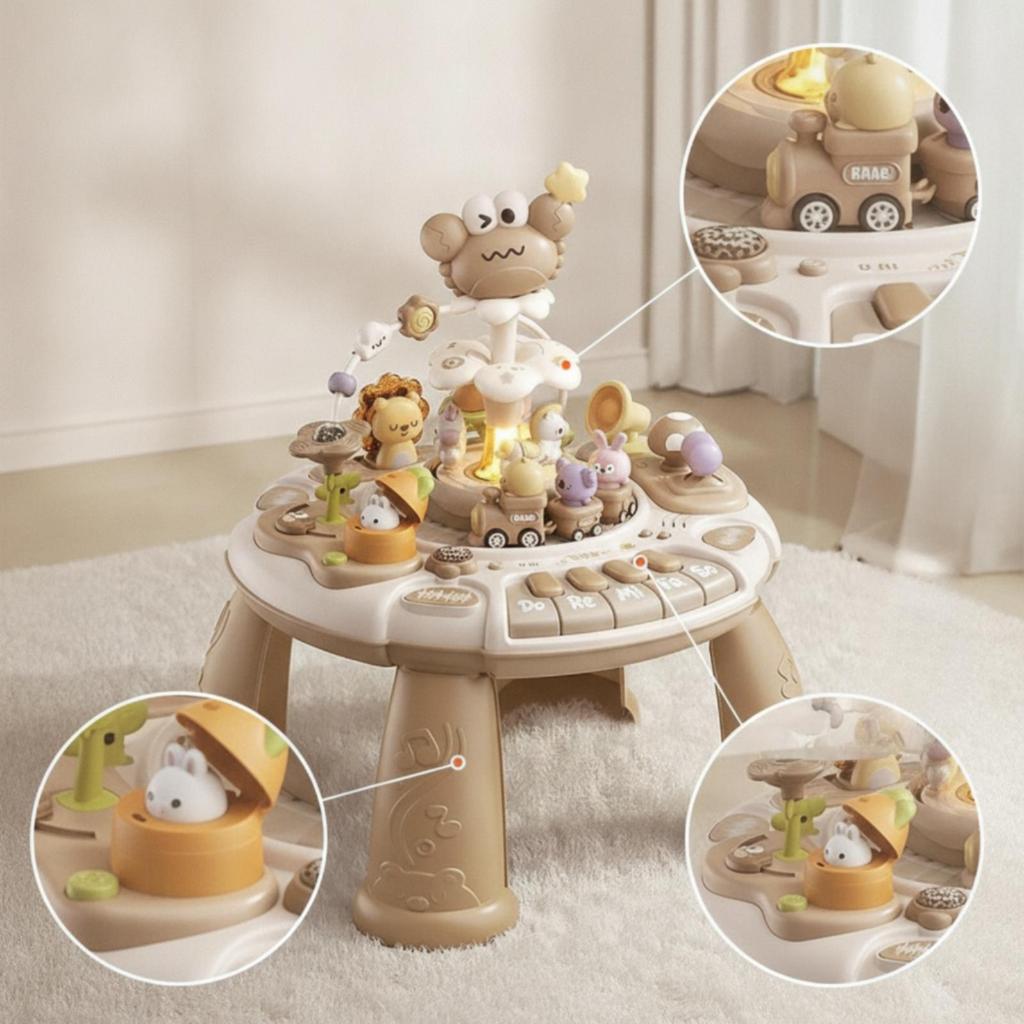 Infant Activity Table with Keyboard DoubleSided Seaside Musical Toy for Young