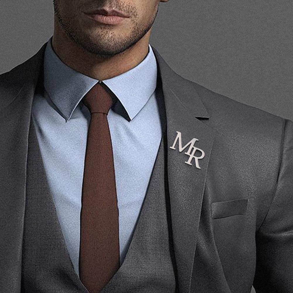 Lemegeton Custom Name Initials Brooch Stainless Steel Jewelry Customized Letter Pins Women Men Shirt Suit Badge Wedding Gifts