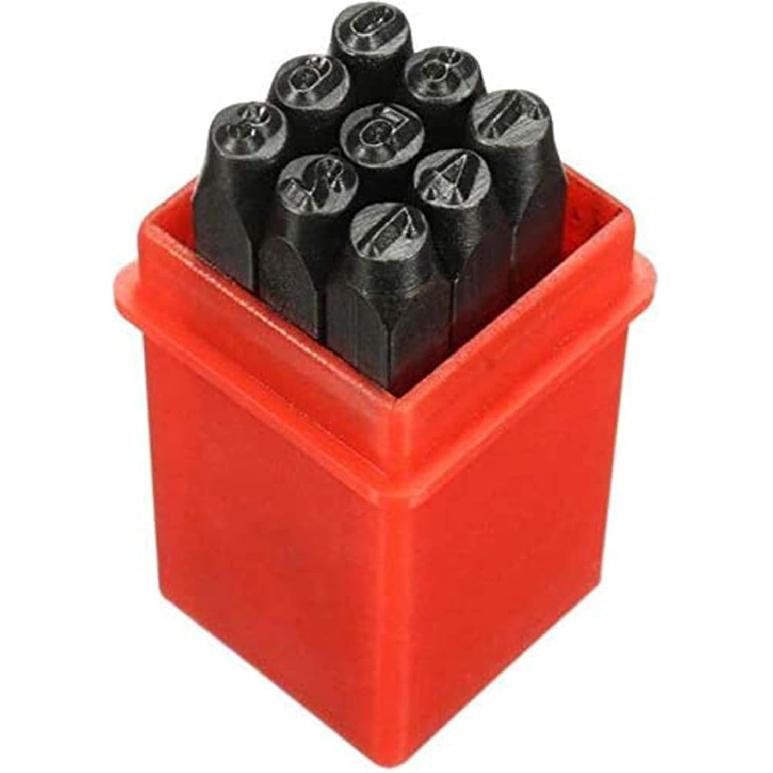 9 Pcs 6mm Number Metal Punch Set Stamped Digital Code Alphabet Mark Number 0-9 for DIY Jewelry Making Craft Tool