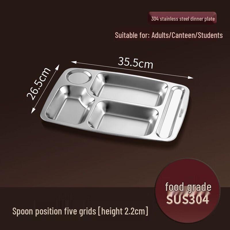 304 Stainless Steel Divided Meal Tray