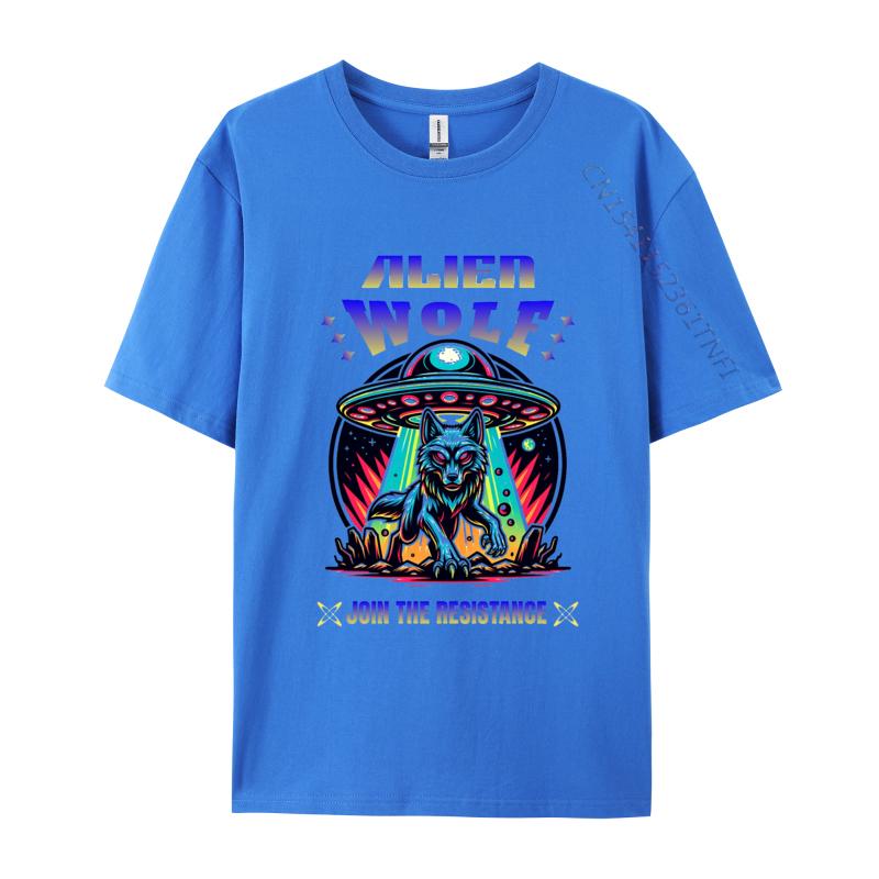 Alien Wolf TShirt Join The Resistance Funny T Shirt Cotton Tops Tees for Male Black Large Graphic Tees