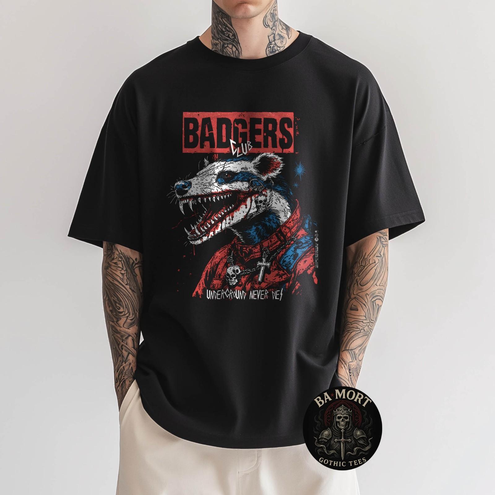 Vintage Punk Honey Badger Alt Goth Anime Y2K Horror Badger T-Shirt S разноцветный
