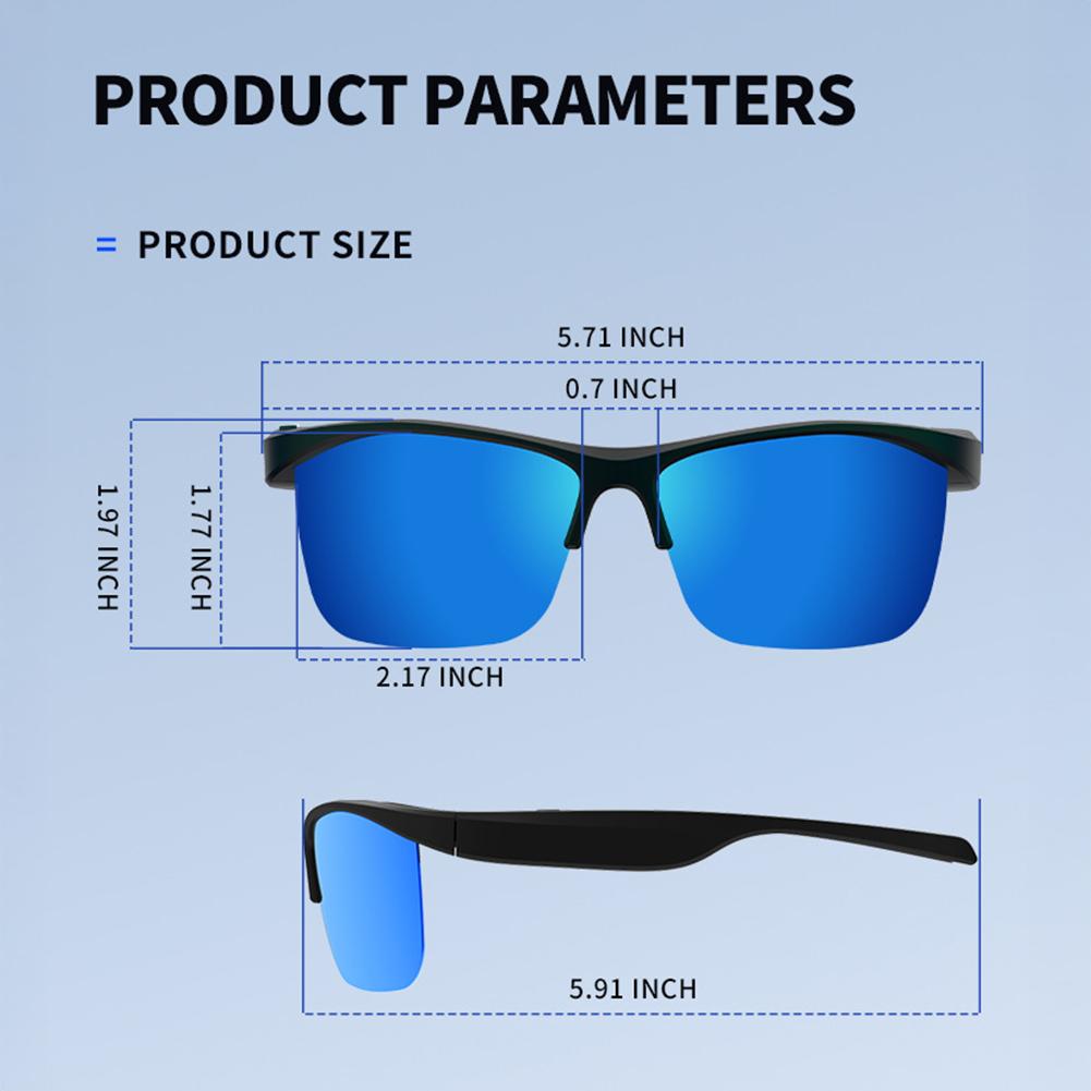 5,4 Zoll Smart-Bluetooth-Brille mit Anruf-/Musikfunktion, wasserdichte Sport-Ohrhörer mit langer Akkulaufzeit, Typ-C-Schnellladefunktion