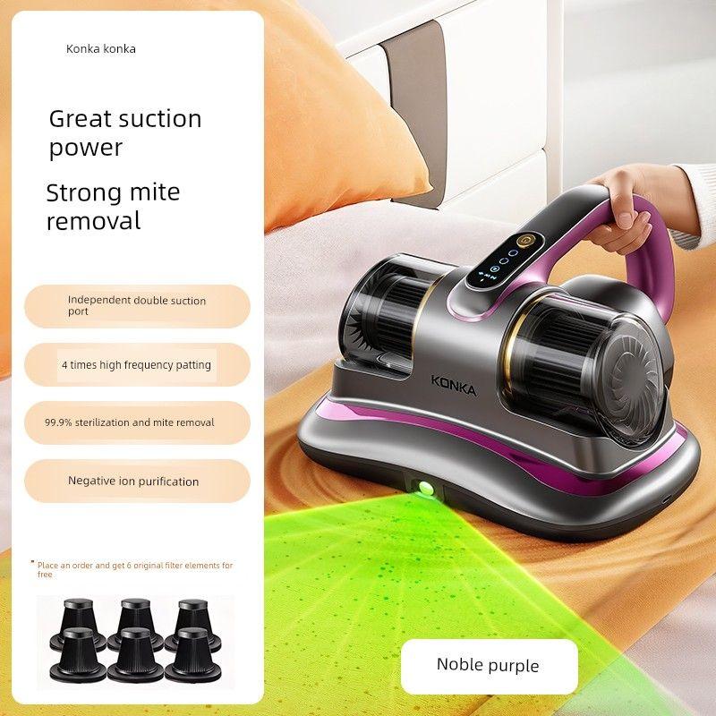 

Konka Wireless Mite Remover Official Flagship Store Handheld Bed-Specific Household Sterilizing Vacuum Cleaner with Ultraviolet Light Cyclone Pro Noble Purple