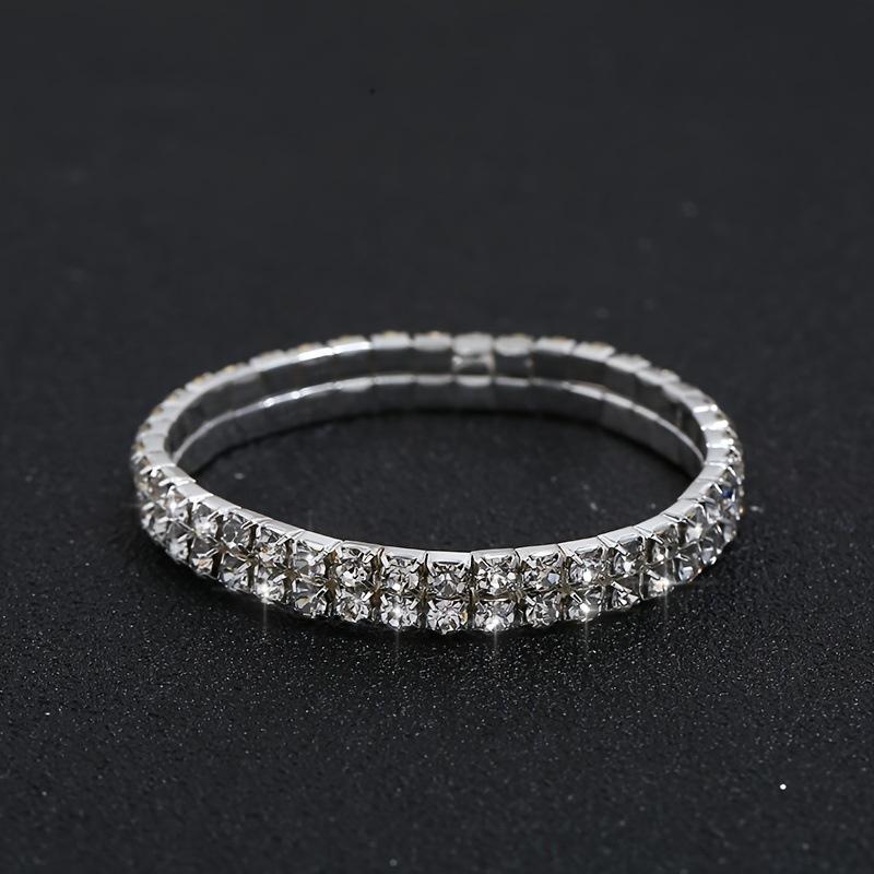 3Pcs/set Fashion Crystal Bridal Jewelry For Women Charm Silver Color Rhinestone Necklace Earrings Bracelet Wedding Party Jewelry