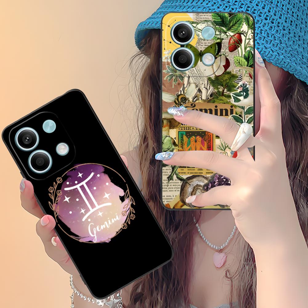 Zodiac Sign Gemini Mobile Phone Case for Xiaomi Redmi Note 14 13 12 11 S Pro Plus 4G 5G Colorful Printing Cover Luxury Cover