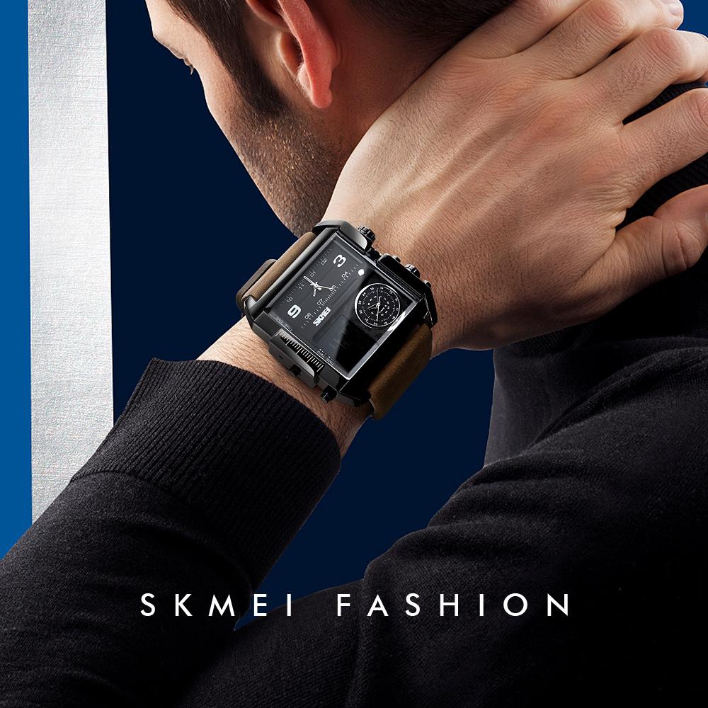 SKMEI Men's Quartz Movement Watches 3 Times Multi-functional Men Sports watch Top Luxury Brand Military Digital Wristwatch reloj