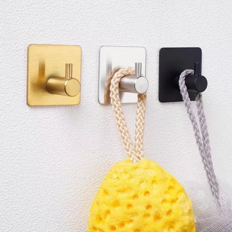 5Pcs Stainless Steel Adhesive Hooks Heavy Duty Wall Hooks Waterproof Towel Coat Hangers for Bathroom Kitchen