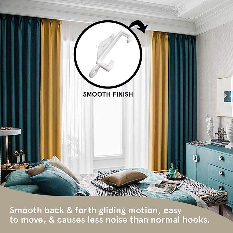 50/100Pcs Curtain Hooks Plastic Curtain Glider Hooks Set Curtain Track Hook Hanging Drapery Hooks for Door Window Shower Curtain