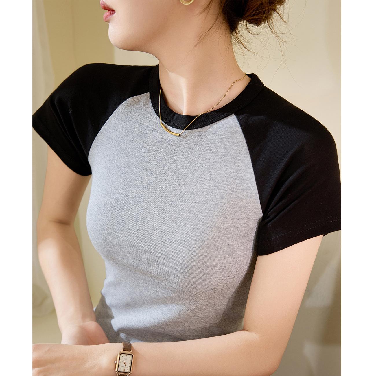 

Блузка с высокой талией, футболка, летняя новая строчка, рубашка из хлопковой основы с короткими рукавами XL