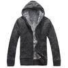 Men's Plus Size Hooded Zipper Knit Fleece Cardigan - European & American Style Sweater Coat Outerwear