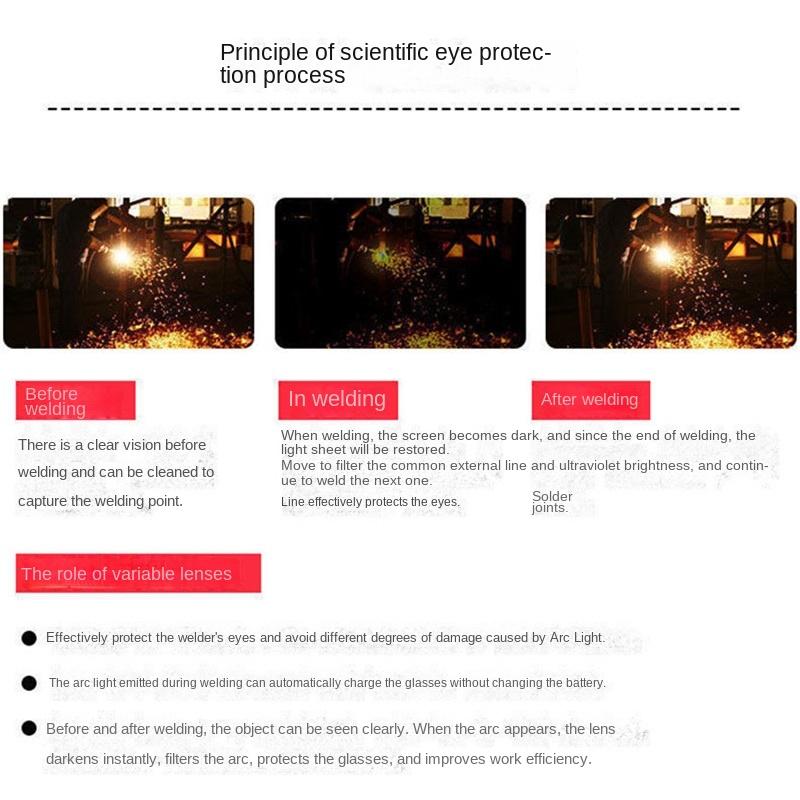 Automatic Dimming, Electric Welding Glasses Welder's Argon Arc Two-protection Welding Protective Glasses, Anti-glare Arc Glare Goggles