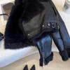 Black Fur Integrated Jacket Women's Short Winter Clothing New Thickened Thermal Locomotive Clothing Jacket Top