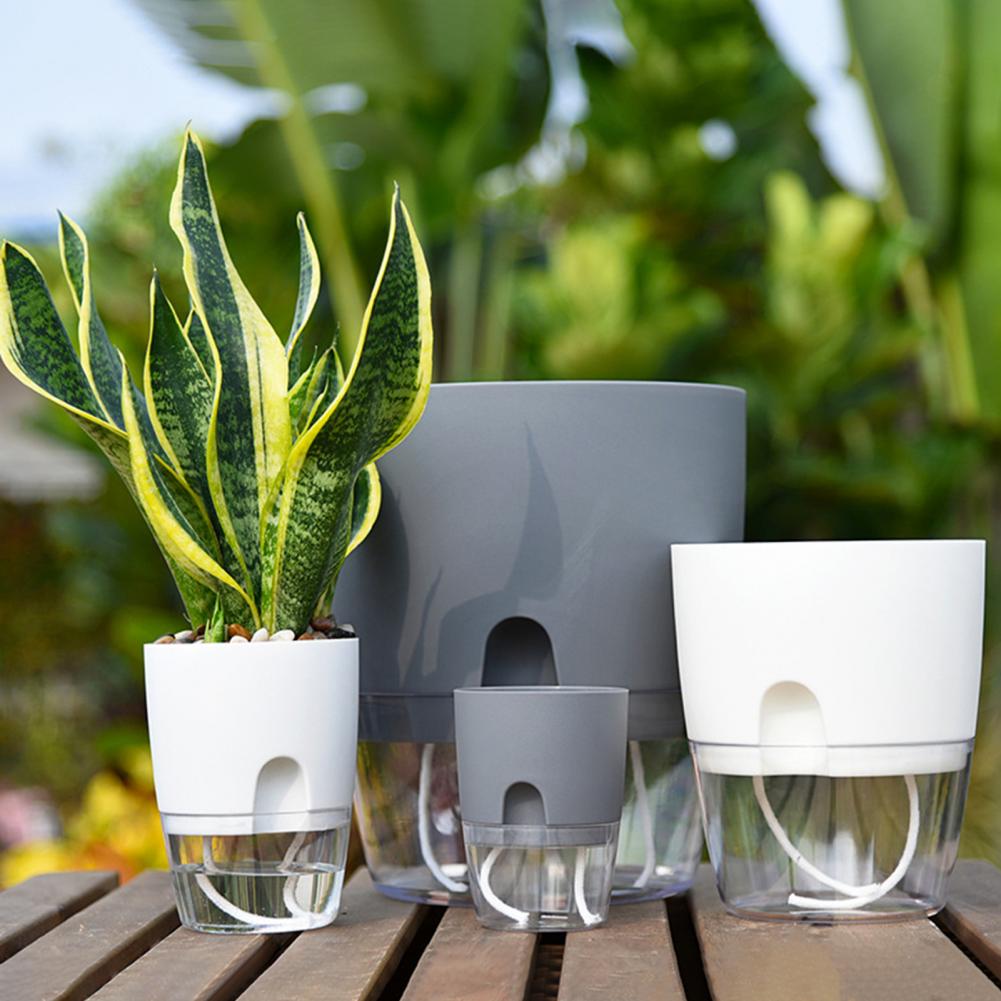 Self Watering Flowerpot Automatic Self-watering Flowerpot with Drainage Holes Transparent Base Hydroponic Planter Flowerpot
