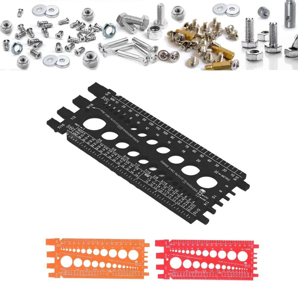Riglă portabilă pentru măsurarea dimensiunilor șuruburilor, verificator de filete standard imperial, identificarea șuruburilor și bolțurilor