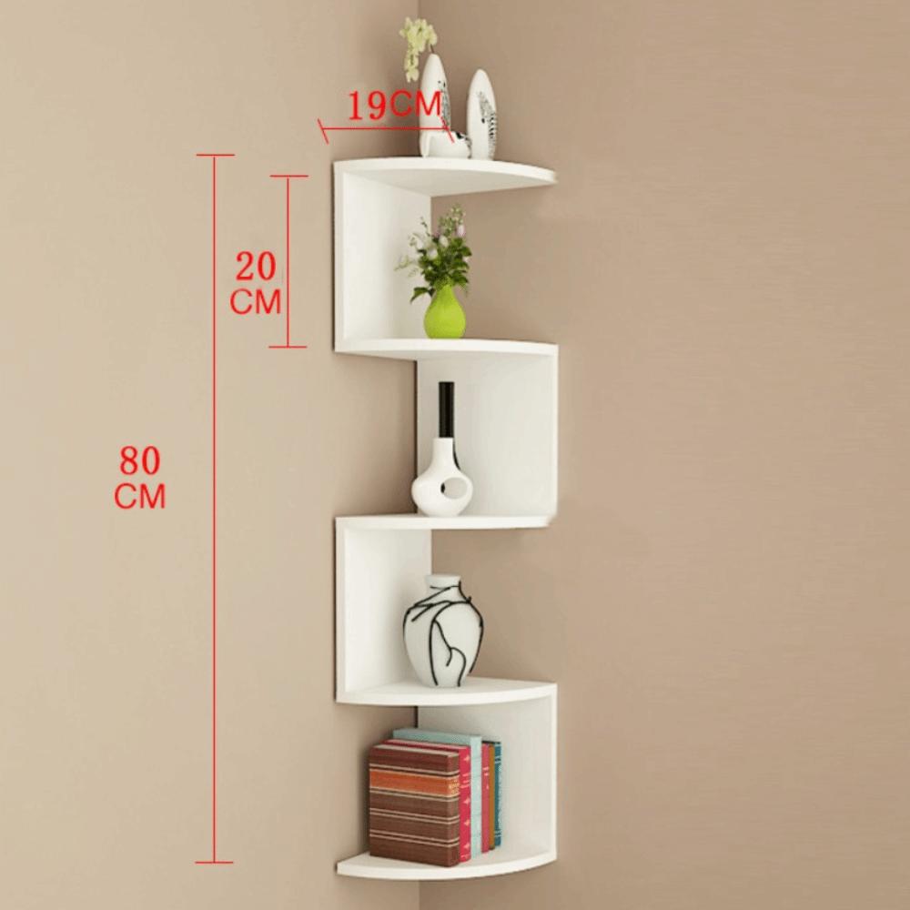Compact Design Triangular Corner Shelf Space Saving Layered Bookshelf  Bedroom