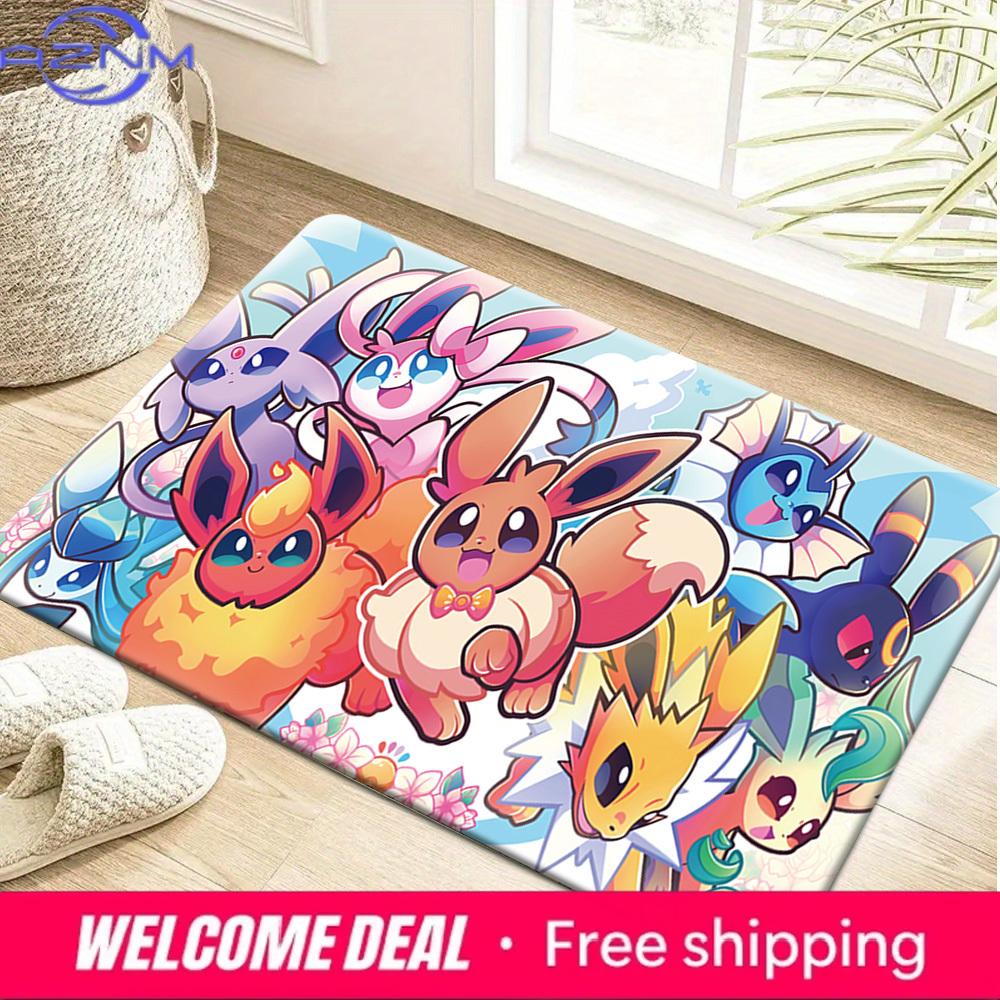 Pokemon Eeveelutions Cute Group Print Non-slip Doormat, Soft Absorbent Floor Rug for Home Decor 40x60cm