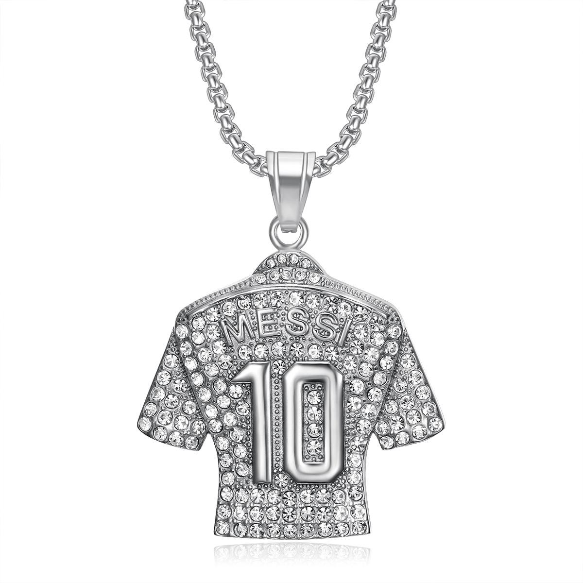 2026 Jewelry Fashion Trend Men s Exquisite Gift Jewelry Gold Plated Inlaid Diamond Football MESSI Messi No.10 Jersey Pendant Necklace 60CM
