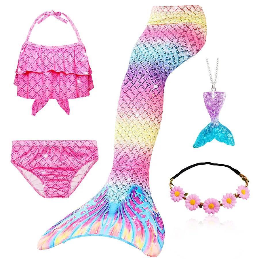 Dívky Ocas mořské panny do bazénu Plavky s ocasem mořské panny Bikini Plavky Halloweenský kostým Cosplay Lze přidat monoploutev