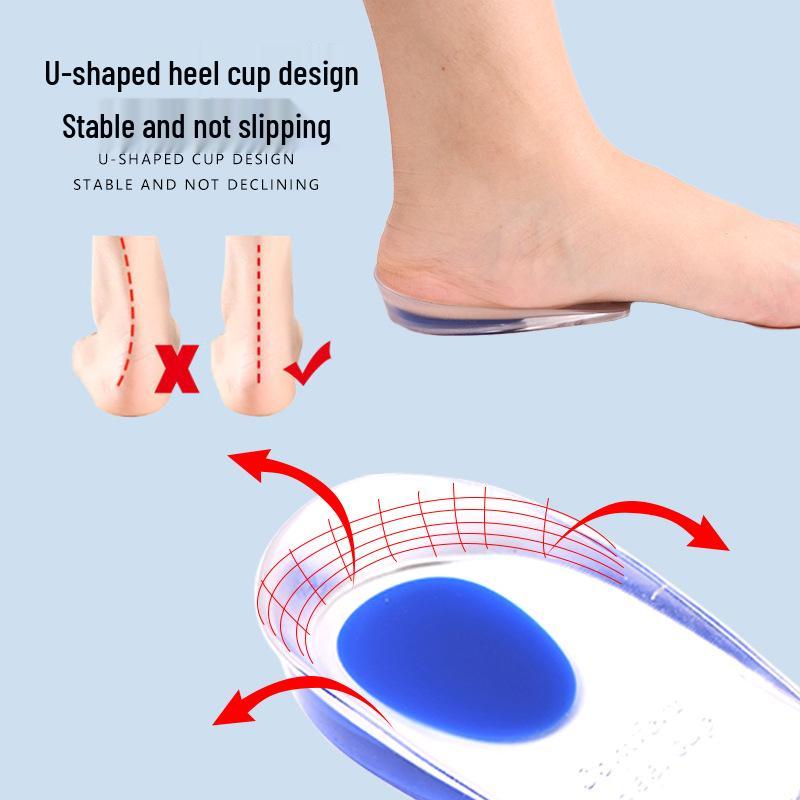 Silicone Heel Lift: Invisible Height-Boosting Insoles for Men & Women – Shock-Absorbing Sports Half Pad