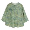 Vintage Floral Print Women T Shirts Chinese Style Loose Button Seven Sleeve Spring Tops