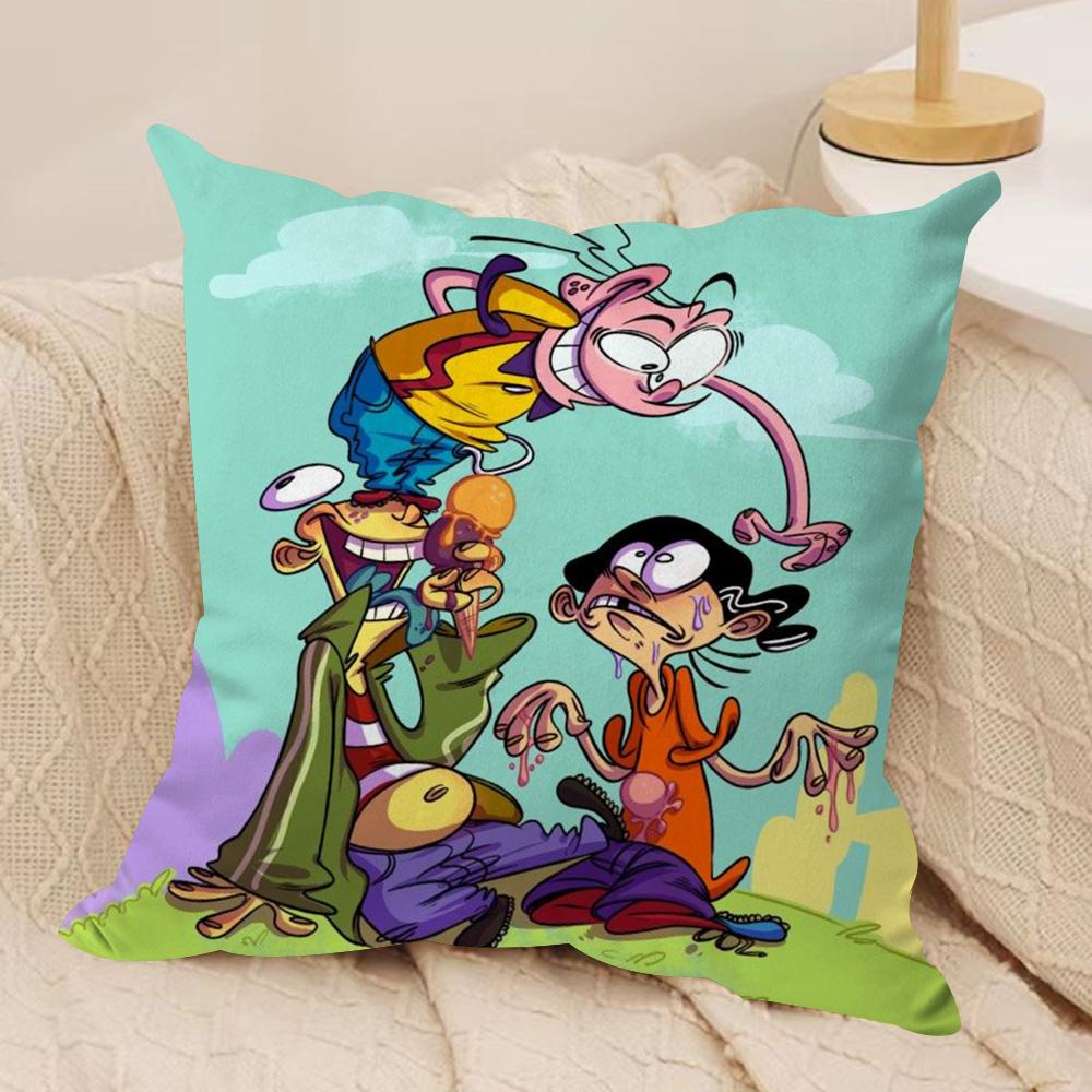 E-Ed Edd N Eddy Cushion Cover Silky Short Plush Double-Sided Printed Pillow Case for Sofa All Seasons Home Decor Gift