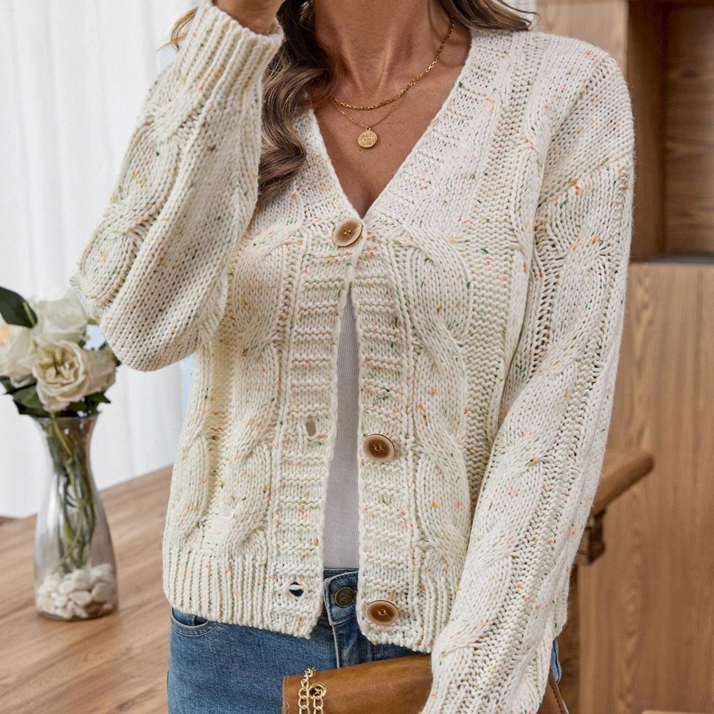 Casual Minimalist Cardigan Knit Outerwear For Women